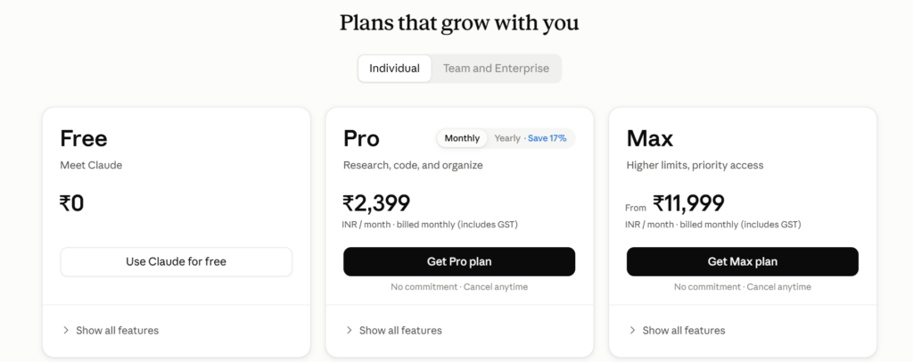 Claude AI pricing